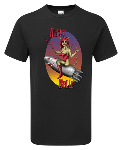 Hells Belle Nose Art Cartoon T-Shirt - Funky Aviation