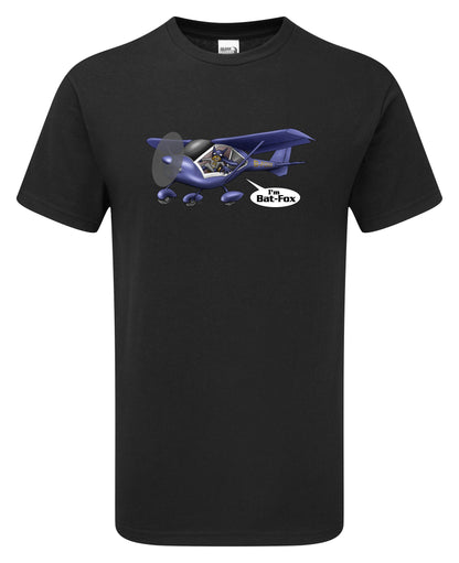 FoxBat Microlight Aeroplane Cartoon T-Shirt - Funky Aviation
