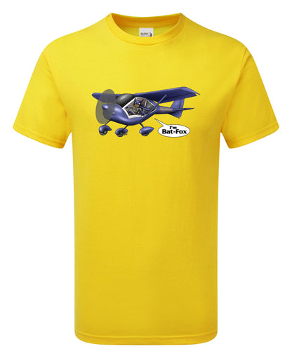 FoxBat Microlight Aeroplane Cartoon T-Shirt - Funky Aviation