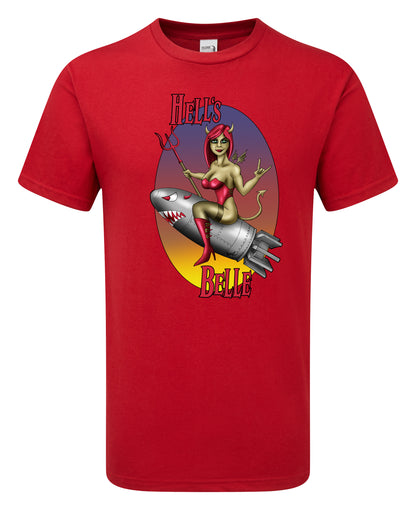 Hells Belle Nose Art Cartoon T-Shirt - Funky Aviation