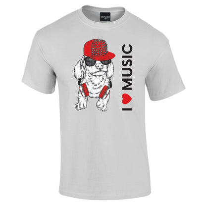 The I Love Music Puppy T Ladies or Gents Cut - Funky Aviation