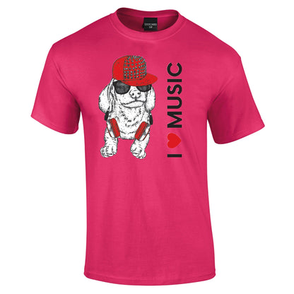 The I Love Music Puppy T Ladies or Gents Cut - Funky Aviation