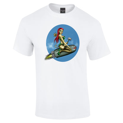 Red Head Bomb Girl T-Shirt - Funky Aviation
