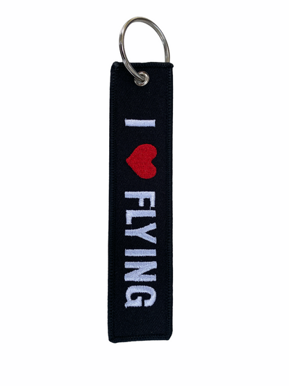 I Love Flying Embroidered Keyring - Funky Aviation