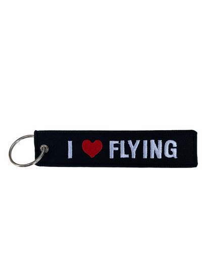 I Love Flying Embroidered Keyring - Funky Aviation