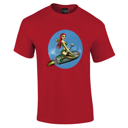 Red Head Bomb Girl T-Shirt - Funky Aviation