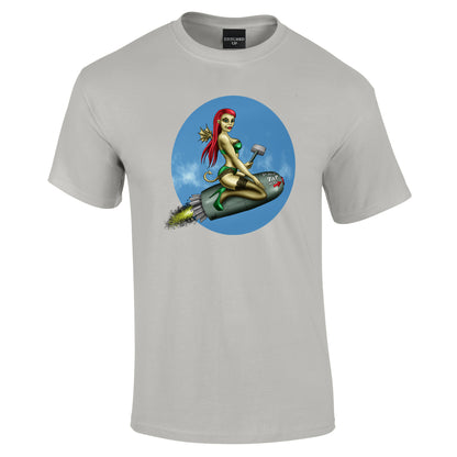 Red Head Bomb Girl T-Shirt - Funky Aviation