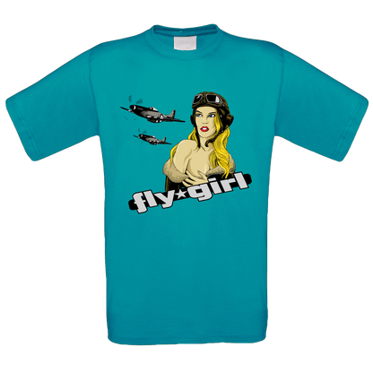 Fly Girl Nose Art Crew Neck T Shirt - Funky Aviation