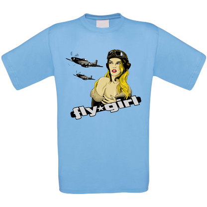 Fly Girl Nose Art Crew Neck T Shirt - Funky Aviation