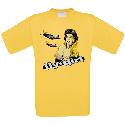 Fly Girl Nose Art Crew Neck T Shirt - Funky Aviation