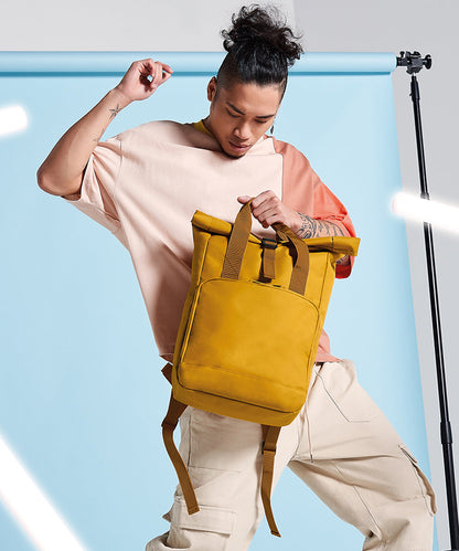 Twin handle roll-top backpack Mustard - Funky Aviation